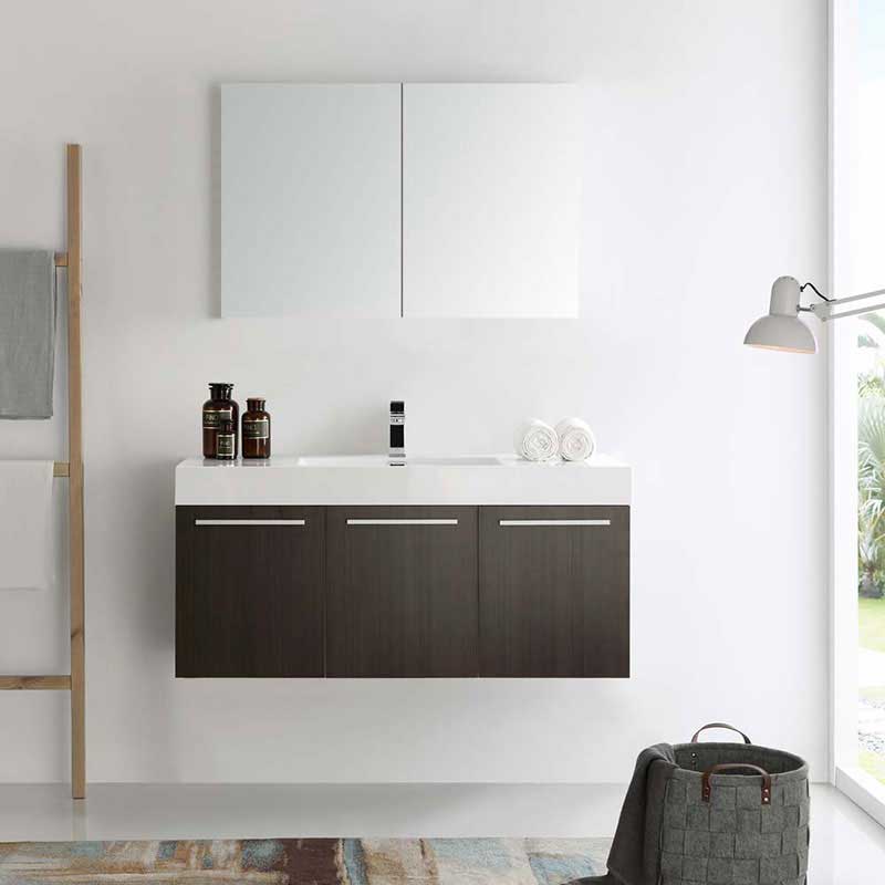 Fresca Vista 48" Gray Oak Wall Hung Modern Bathroom Vanity with Medicine Cabinet 3