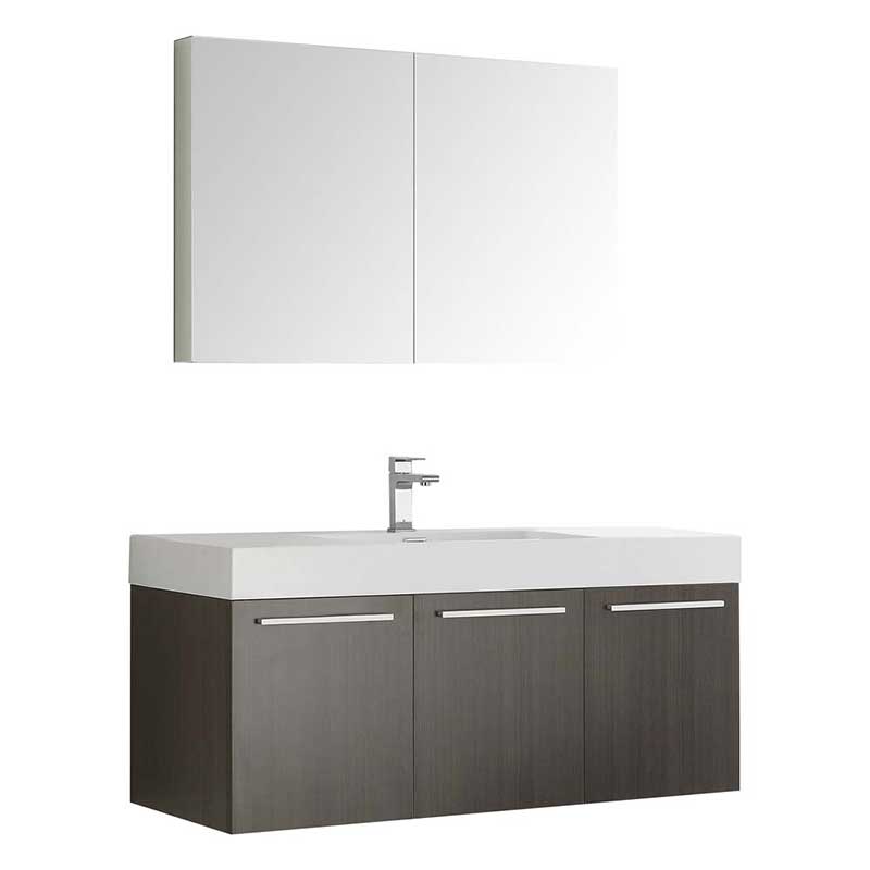 Fresca Vista 48" Gray Oak Wall Hung Modern Bathroom Vanity with Medicine Cabinet