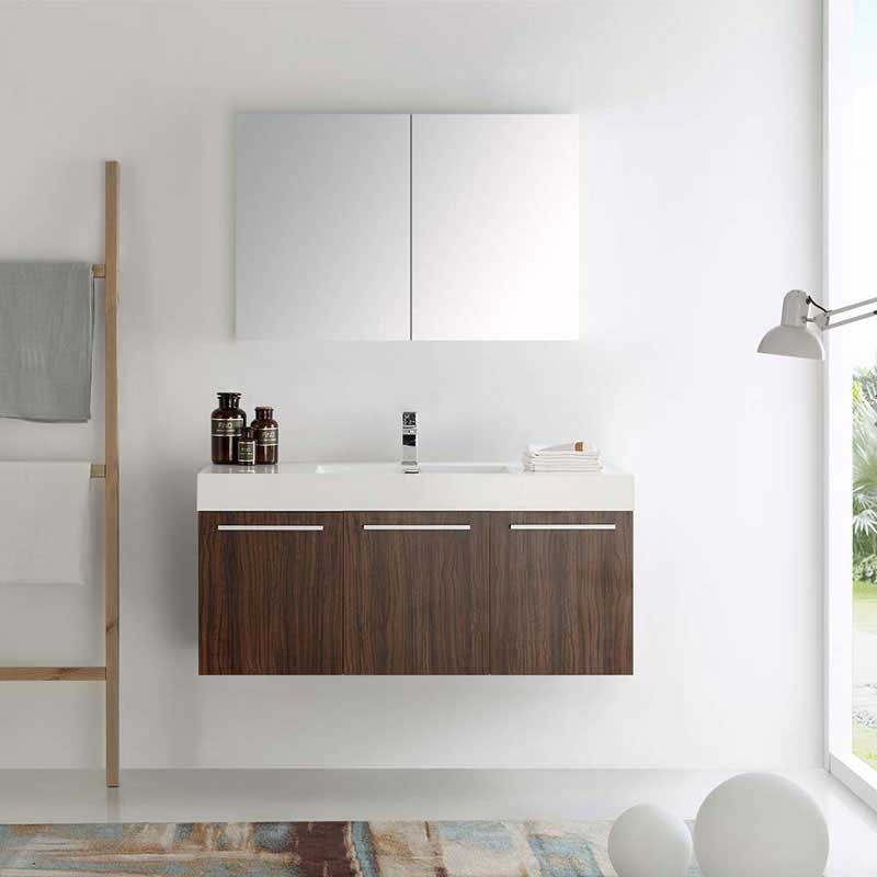 Fresca Vista 48" Walnut Wall Hung Modern Bathroom Vanity with Medicine Cabinet 3