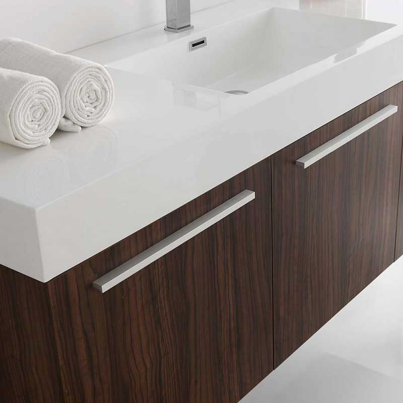 Fresca Vista 60" Walnut Wall Hung Single Sink Modern Bathroom Vanity with Medicine Cabinet 5