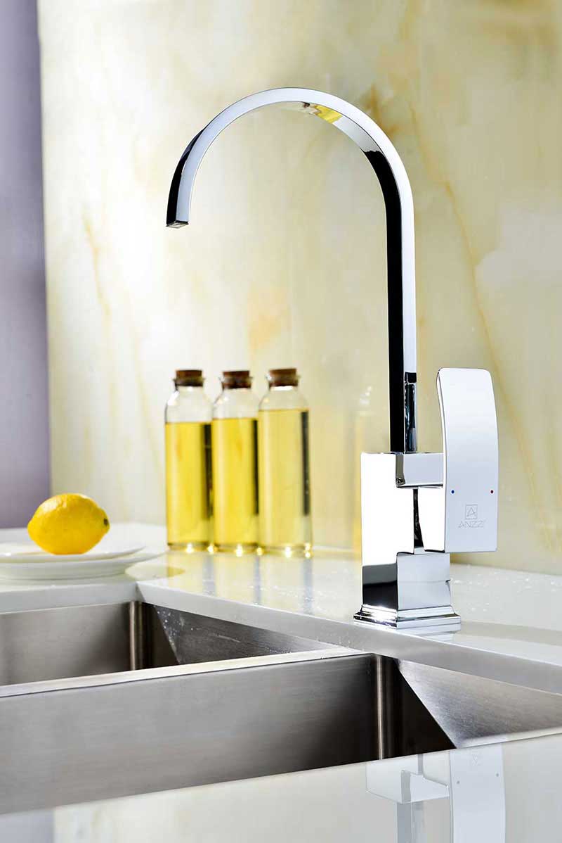 Anzzi Opus Series Single Handle Kitchen Faucet in Polished Chrome 4