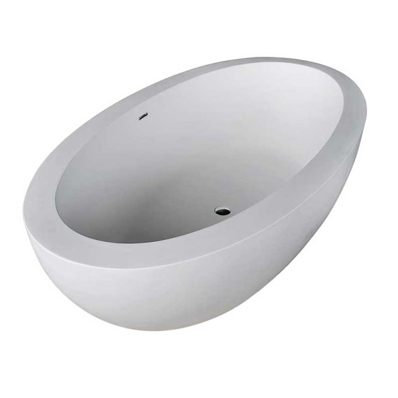 Anzzi Lusso 6.3 ft. Man-Made Stone Freestanding Non-Whirlpool Bathtub in Matte White and Sol Series Faucet in Chrome 2