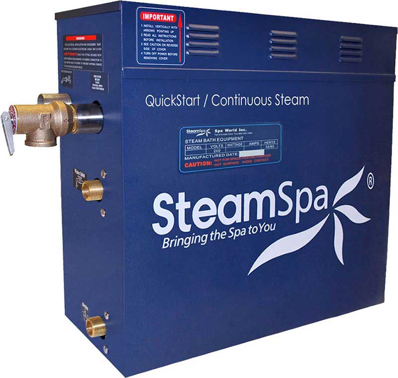 SteamSpa Royal 9 KW QuickStart Acu-Steam Bath Generator Package in Polished Gold 2