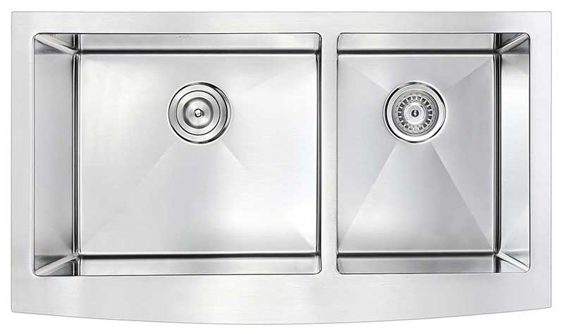 Anzzi ELYSIAN Series 36 in. Farm House 60/40 Dual Basin Handmade Stainless Steel Kitchen Sink 14