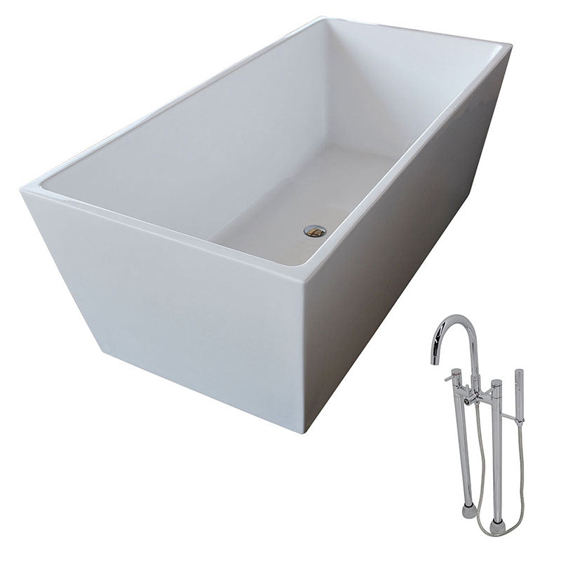 Anzzi Fjord 5.6 ft. Acrylic Freestanding Non-Whirlpool Bathtub in White and Sol Series Faucet in Chrome