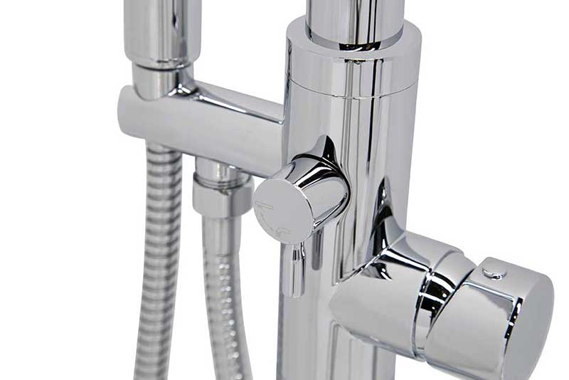Anzzi Sens Series 2-Handle Freestanding Claw Foot Tub Faucet with Hand shower in Polished Chrome 3