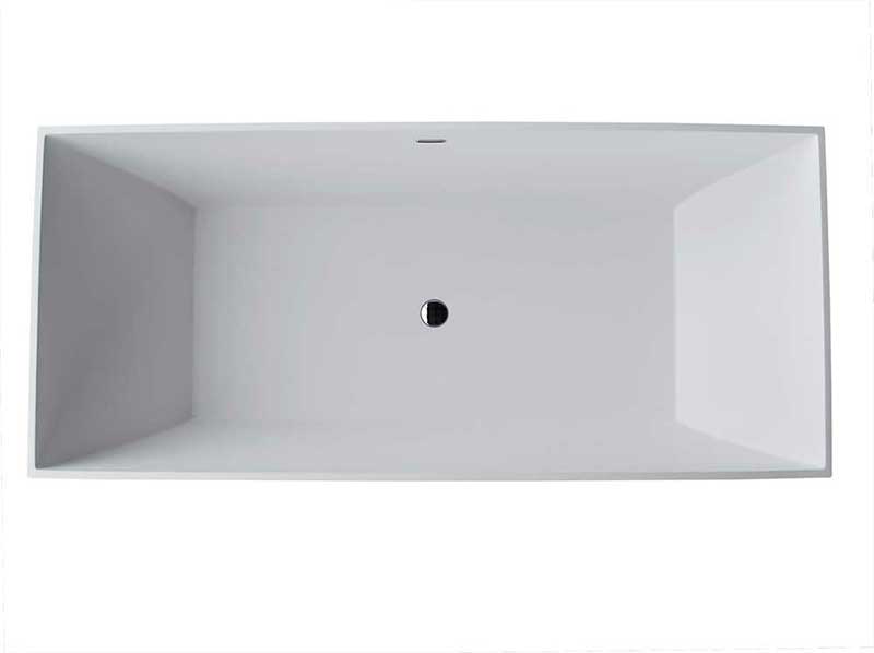 Anzzi Crema 5.9 ft. Man-Made Stone Freestanding Non-Whirlpool Bathtub in Matte White and Sens Series Faucet in Chrome 3
