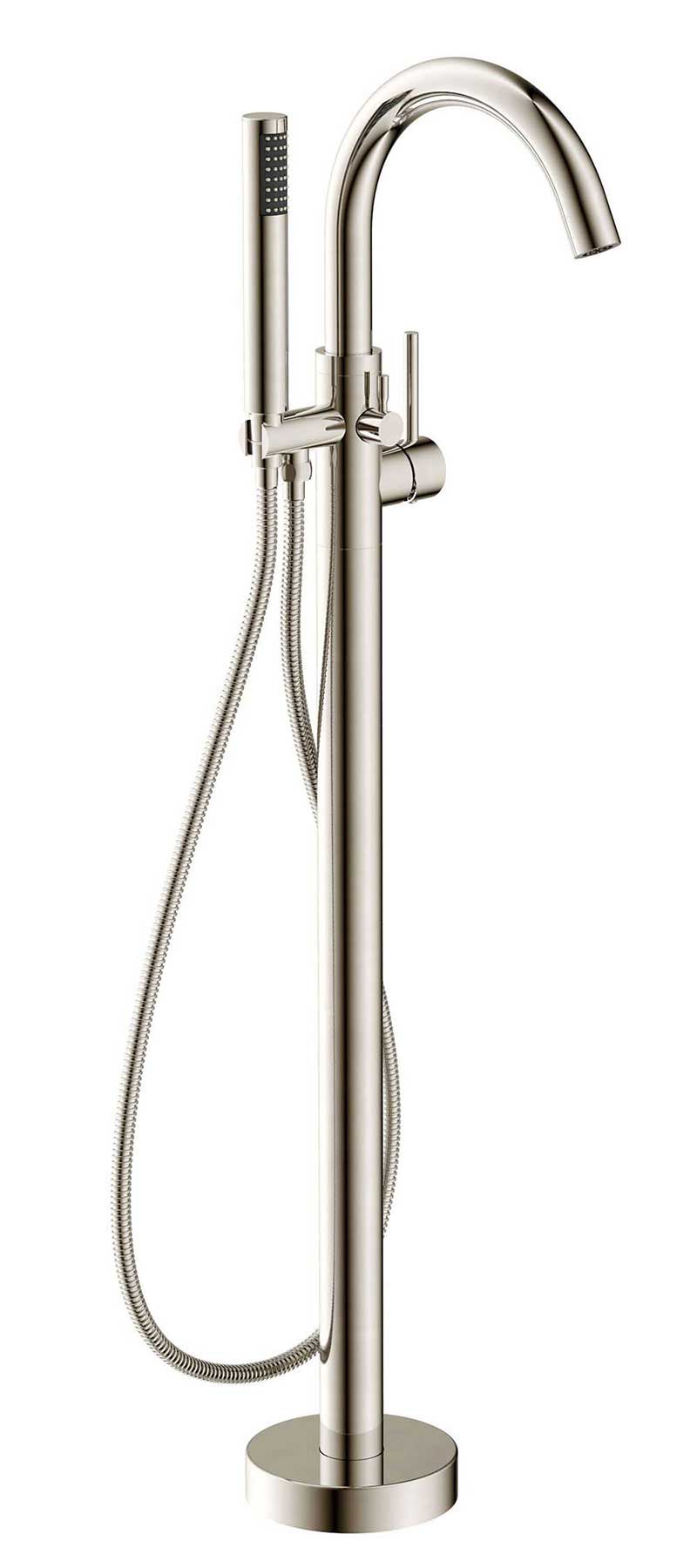 Anzzi Kros Series 2-Handle Freestanding Claw Foot Tub Faucet with Hand shower in Brushed Nickel