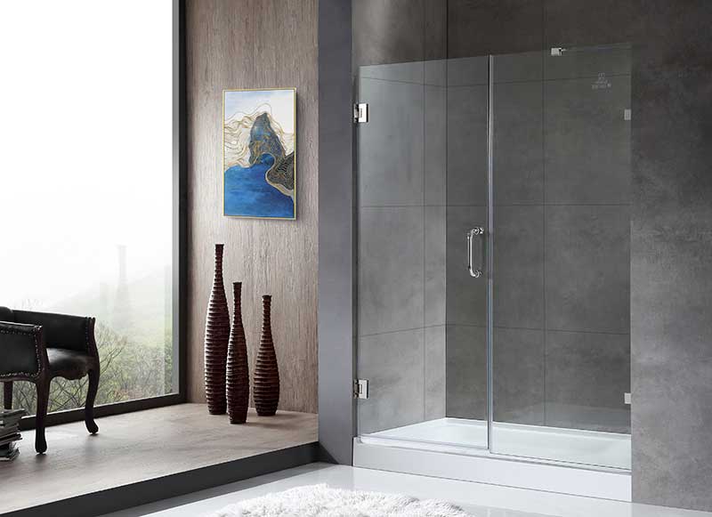 Anzzi Consort Series 60 in. by 72 in. Frameless Hinged Alcove Shower Door in Polished Chrome with Handle SD-AZ07-01CH 2