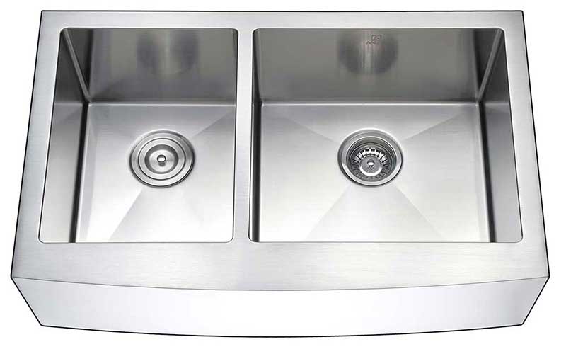 Anzzi ELYSIAN Series 33 in. Farm House 40/60 Dual Basin Handmade Stainless Steel Kitchen Sink 12