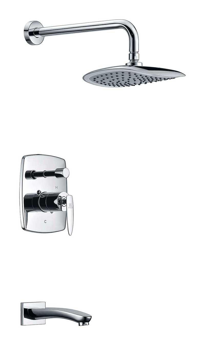 Anzzi Tempo Series Single Handle Wall Mounted Showerhead and Bath Faucet Set in Polished Chrome