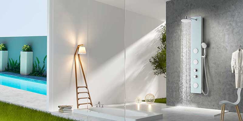 Anzzi MARE Series 60 in. Full Body Shower Panel System with Heavy Rain Shower and Spray Wand in White 12