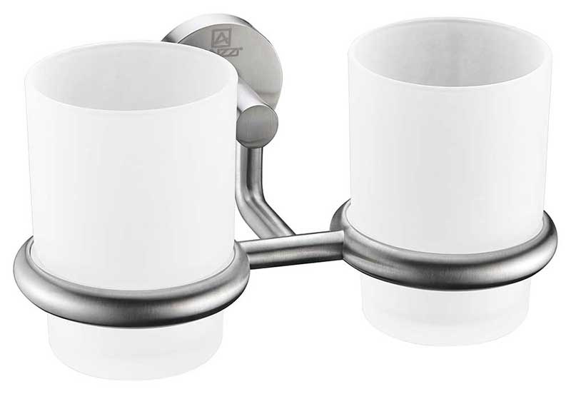 Anzzi Caster Series Double Toothbrush holder in Brushed Nickel