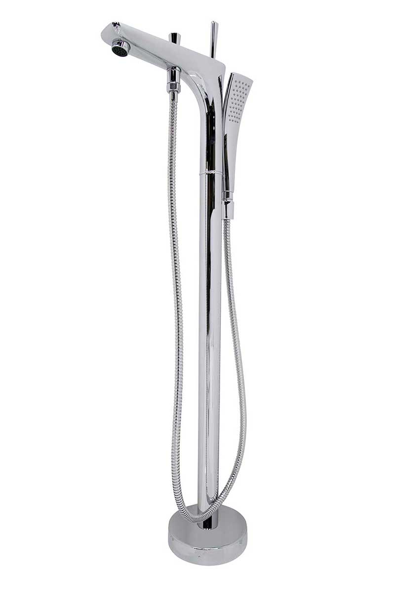 Anzzi Kase Series 1-Handle Freestanding Claw Foot Tub Faucet with Hand shower in Polished Chrome 3