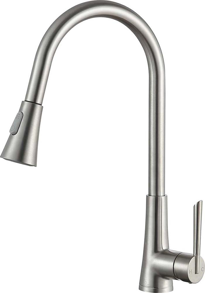 Anzzi Tulip Single-Handle Pull-Out Sprayer Kitchen Faucet in Brushed Nickel KF-AZ216BN