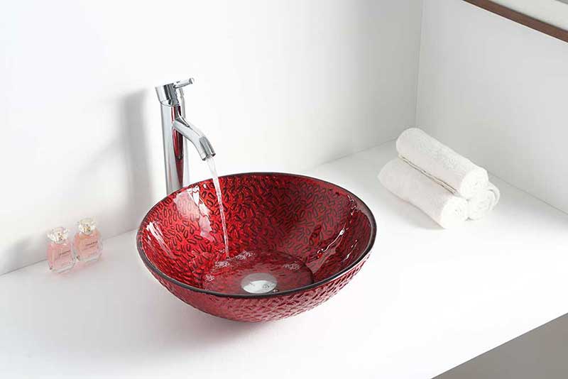 Anzzi Rhythm Series Deco-Glass Vessel Sink in Lustrous Red Finish 2