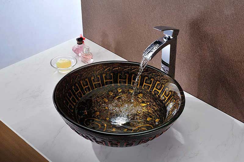 Anzzi Opus Series Deco-Glass Vessel Sink in Lustrous Brown 6