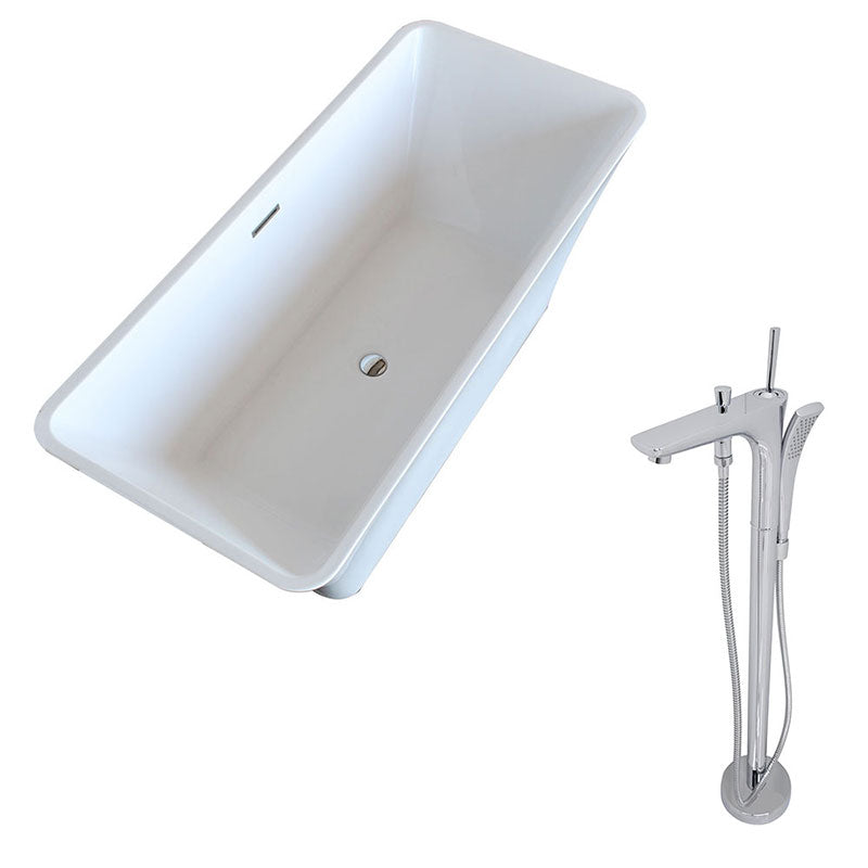 Anzzi Arden 5.5 ft. Acrylic Freestanding Non-Whirlpool Bathtub in White and Kase Series Faucet in Chrome