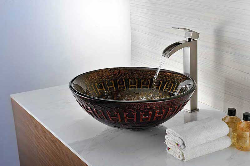 Anzzi Opus Series Deco-Glass Vessel Sink in Lustrous Brown 4