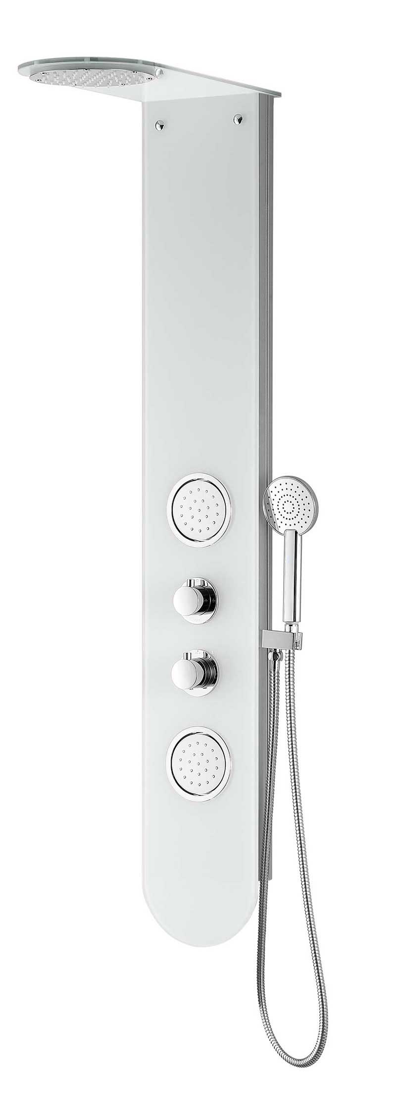 Anzzi PLAINS Series 56 in. Full Body Shower Panel System with Heavy Rain Shower and Spray Wand in White