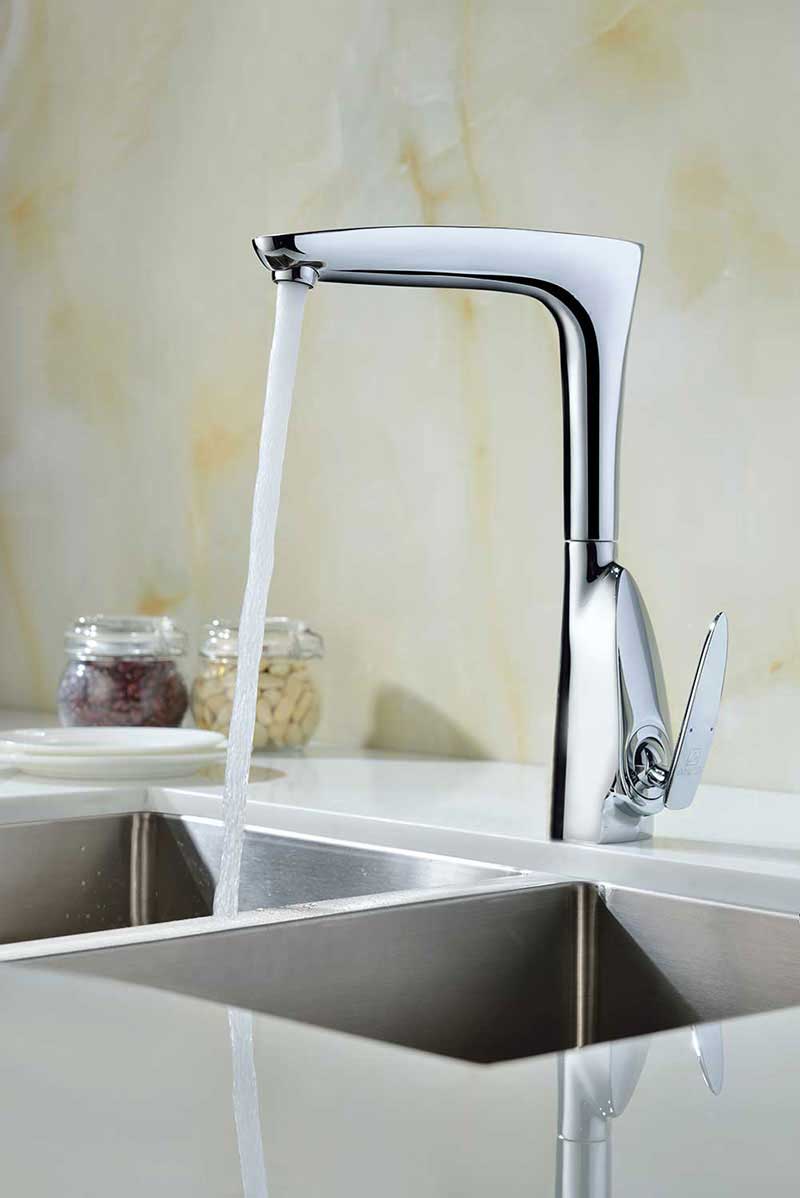 Anzzi Timbre Series Single Handle Kitchen Faucet in Polished Chrome 5