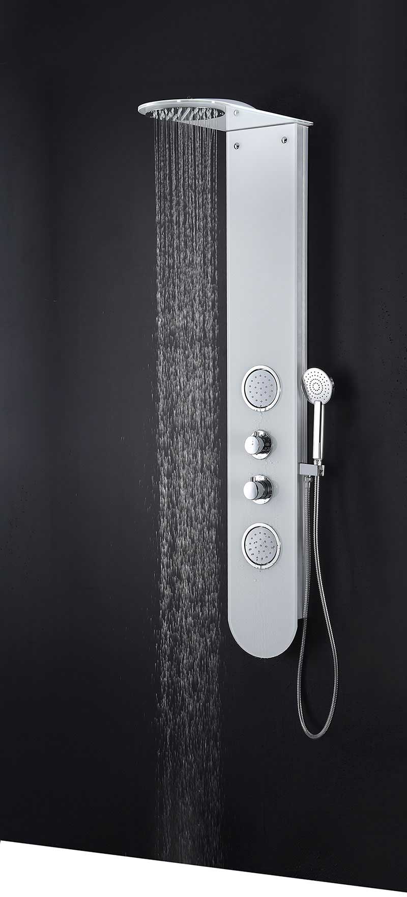 Anzzi PLAINS Series 56 in. Full Body Shower Panel System with Heavy Rain Shower and Spray Wand in White 7