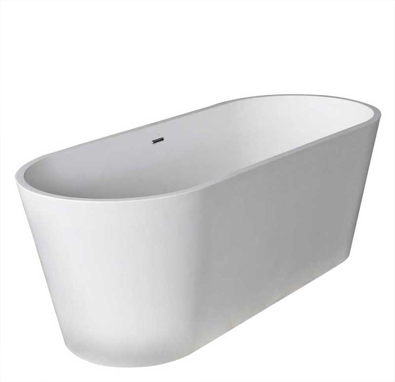 Anzzi Rossetto 5.6 ft. Man-Made Stone Freestanding Non-Whirlpool Bathtub in Matte White and Kase Series Faucet in Chrome 2