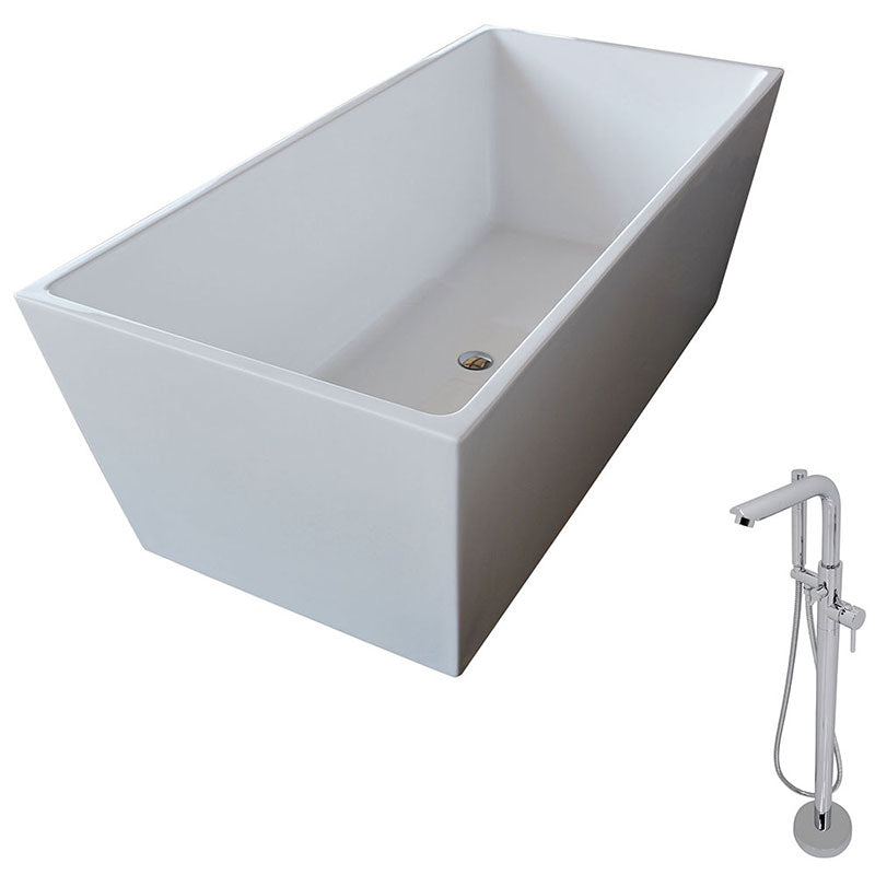 Anzzi Fjord 5.6 ft. Acrylic Freestanding Non-Whirlpool Bathtub in White and Sens Series Faucet in Chrome