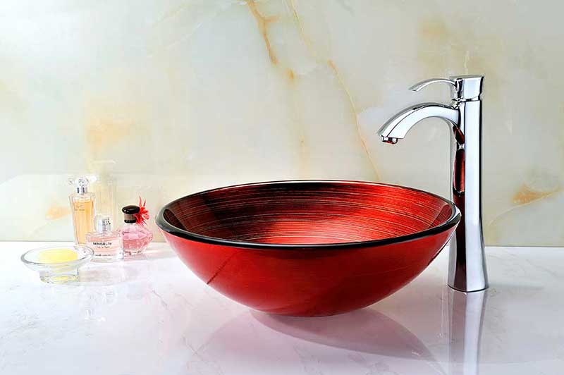 Anzzi Echo Series Deco-Glass Vessel Sink in Lustrous Red 7