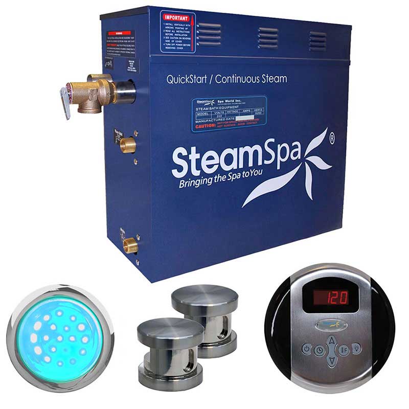 SteamSpa Indulgence 10.5 KW QuickStart Acu-Steam Bath Generator Package in Brushed Nickel