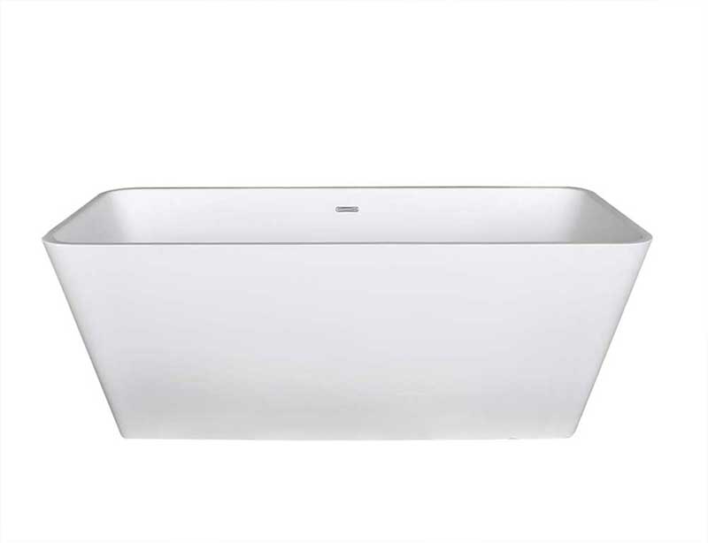 Anzzi Cenere 4.9 ft. Man-Made Stone Freestanding Non-Whirlpool Bathtub in Matte White and Sol Series Faucet in Chrome 4