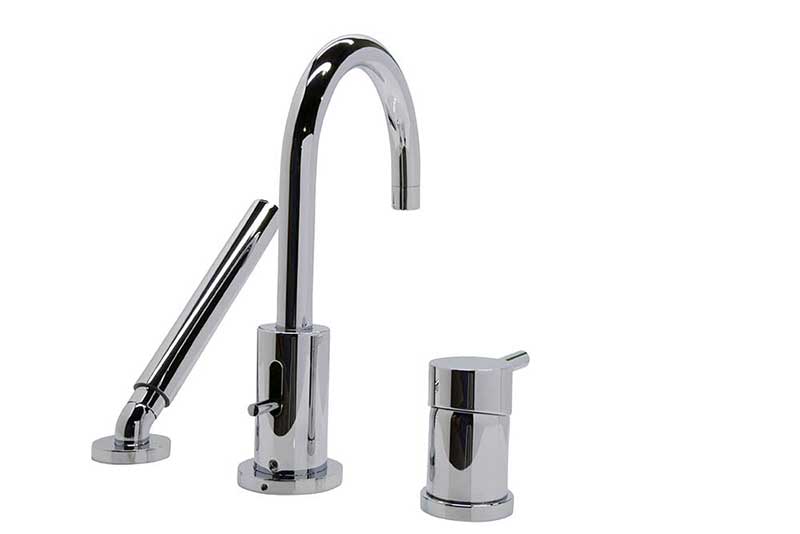 Anzzi Mist Series Single Lever Roman Bathtub Faucet with Shower Wand in Polished Chrome 4