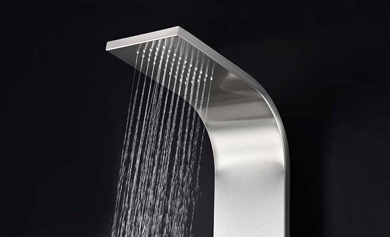 Anzzi PRAIRE Series 64 in. Full Body Shower Panel System with Heavy Rain Shower and Spray Wand in Brushed Steel 5