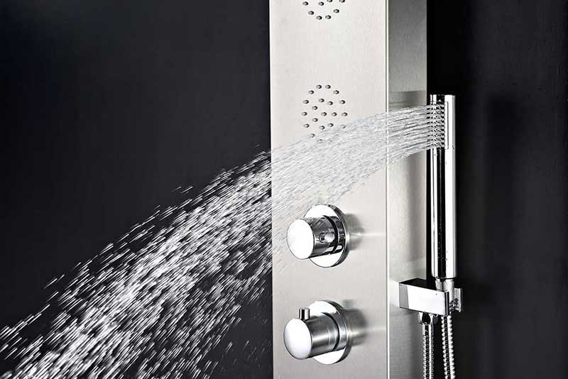 Anzzi PRAIRE Series 64 in. Full Body Shower Panel System with Heavy Rain Shower and Spray Wand in Brushed Steel 6