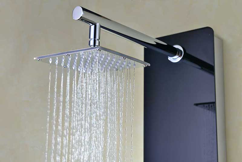 Anzzi Melody 59 in. 6-Jetted Full Body Shower Panel with Heavy Rain Shower and Spray Wand in Black Deco-Glass 7