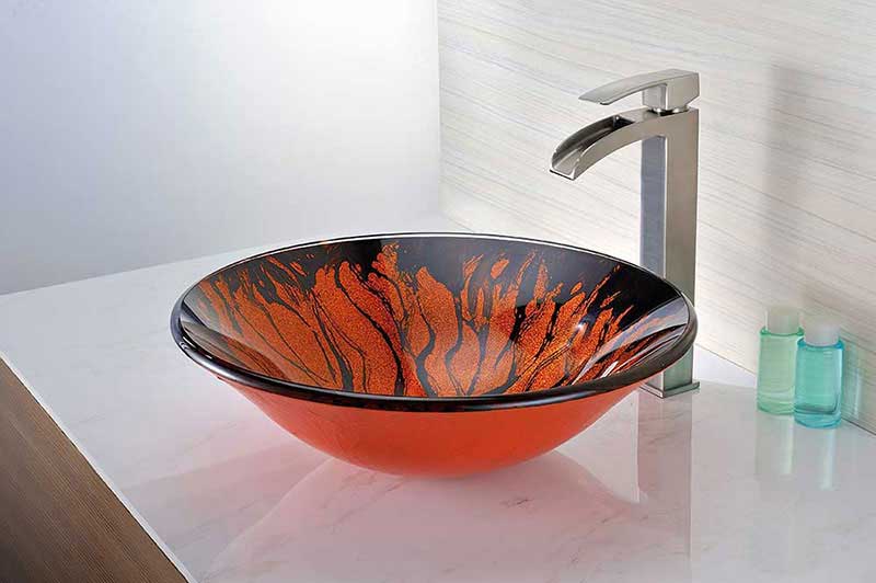 Anzzi Forte Series Deco-Glass Vessel Sink in Lustrous Red and Black 7