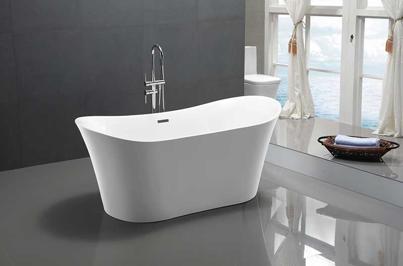 Anzzi Eft Series 5.58 ft. Freestanding Bathtub in White FT-AZ096 2