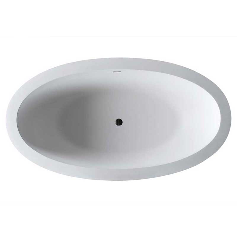 Anzzi Lusso 6.3 ft. Man-Made Stone Freestanding Non-Whirlpool Bathtub in Matte White and Sol Series Faucet in Chrome 3