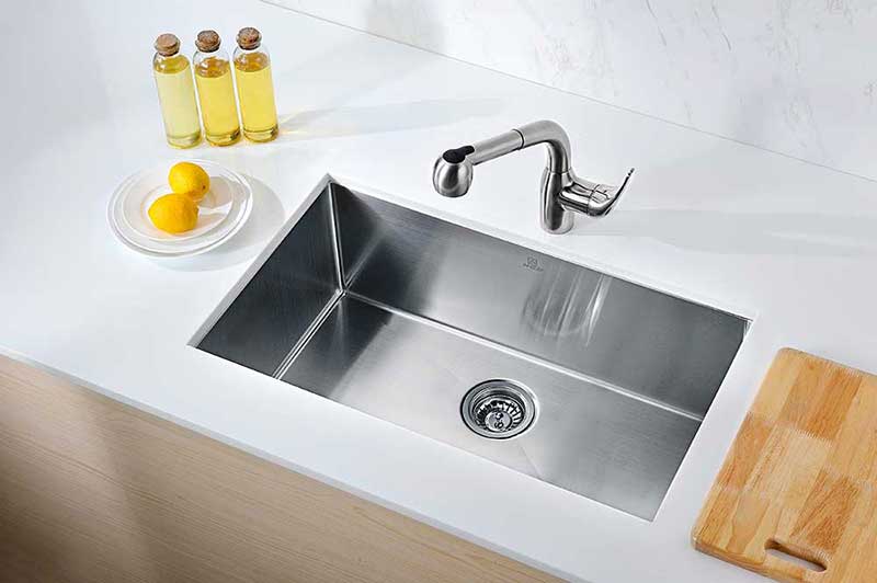 Anzzi VANGUARD Series 30 in. Under Mount Single Basin Handmade Stainless Steel Kitchen Sink 3
