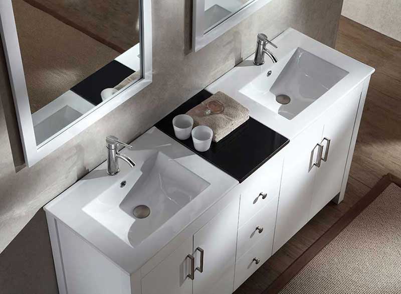 Ariel Hanson 60" Double Sink Vanity Set in White 3