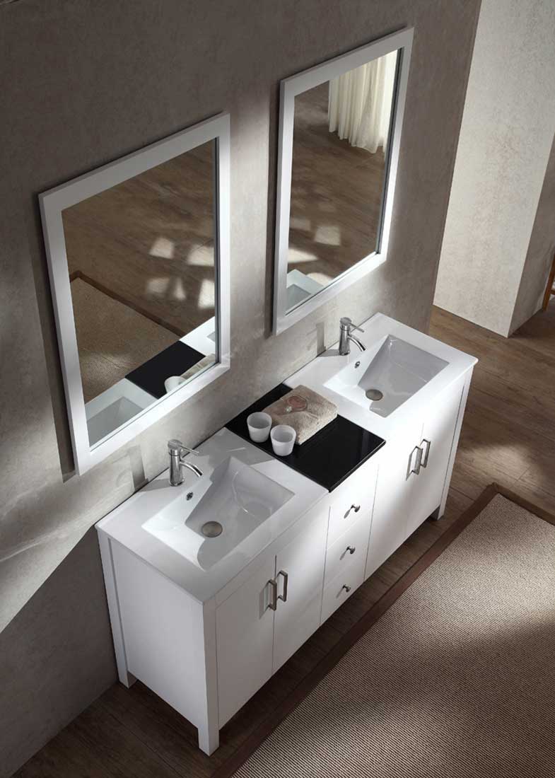 Ariel Hanson 60" Double Sink Vanity Set in White 5