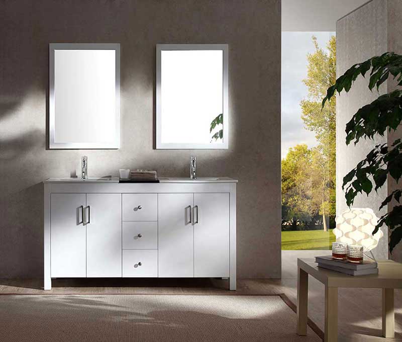 Ariel Hanson 60" Double Sink Vanity Set in White