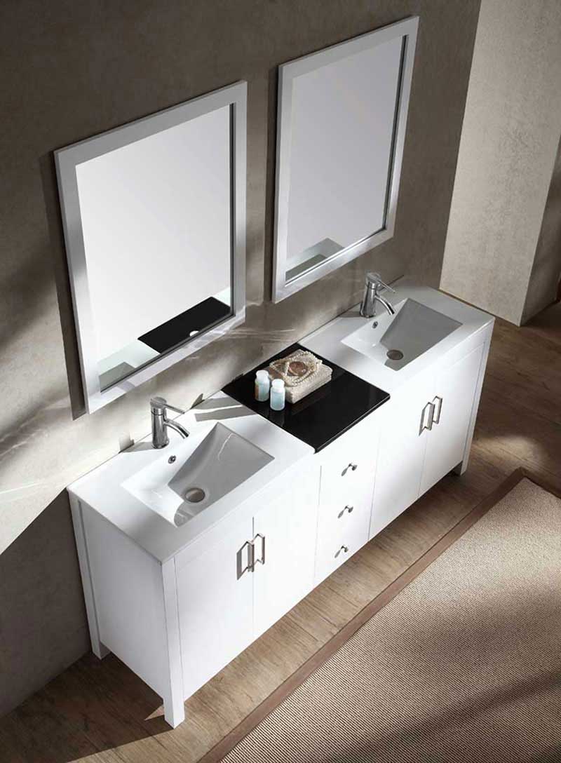 Ariel Hanson 72" Double Sink Vanity Set in White 3