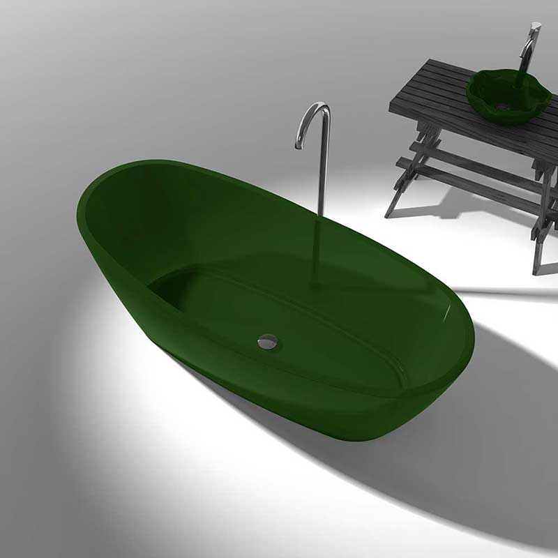 Anzzi Ember 5.4 ft. Man-Made Stone Freestanding Non-Whirlpool Bathtub in Emerald Green and Dawn Series Faucet in Chrome 4