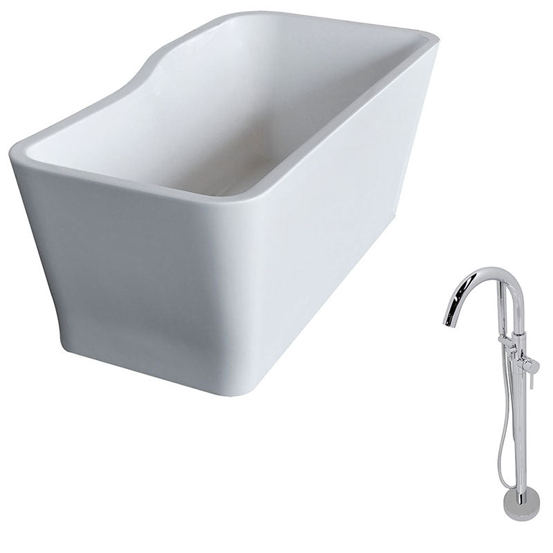 Anzzi Salva 5.7 ft. Acrylic Freestanding Non-Whirlpool Bathtub in White and Kros Series Faucet in Chrome