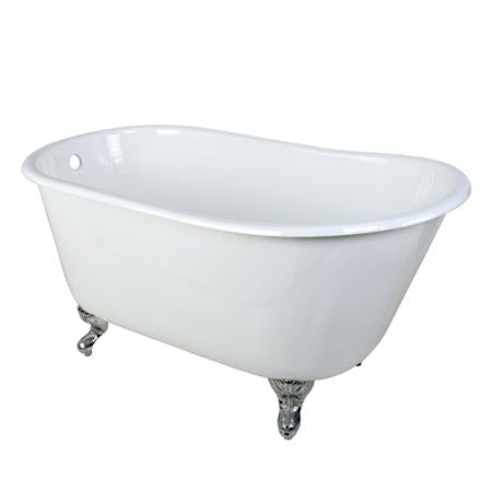 Kingston Brass VCTND5328NT1 53 inches Cast Iron Slipper Clawfoot Bathtub with Chrome Feet without Faucet Drillings, White