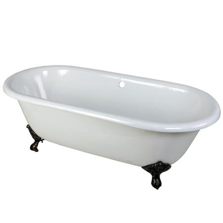Kingston Brass VCTND663013NB5 66 inches Cast Iron Double Ended Clawfoot Bathtub with Oil Rubbed Bronze Feet without Faucet Drillings, White