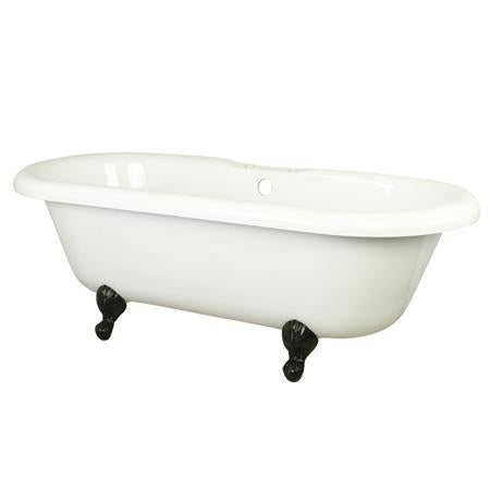 Kingston Brass VT7DS673023H5 Vintage Acrylic Tub 67" X 30" X 23" Harrisburg Feet, with 7" Hole, White and Oil Rubbed Bronze