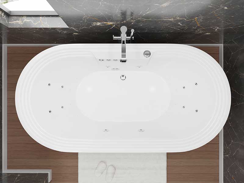 Anzzi Sofi 5.6 ft. Center Drain Whirlpool and Air Bath Tub in White FT-AZ201 4