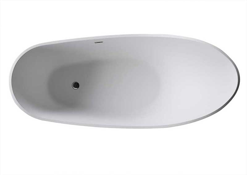 Anzzi Alto 5.6 ft. Man-Made Stone Freestanding Non-Whirlpool Bathtub in Matte White and Kase Series Faucet in Chrome 3